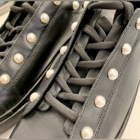 TWINSET Black Sneaker 8-8.5 US 39 NEW Platform Shoes Pearls CA8PBU Twin Set $300 - Picture 10 of 11